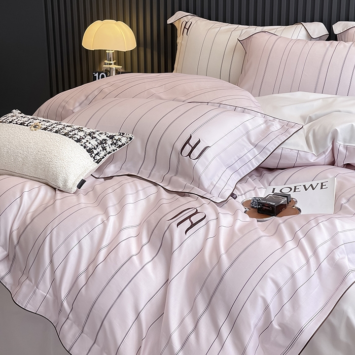 91家纺网 家纺一手货源 找家纺 （总）2025夏季A类天丝棉夹棉床盖床笠四件套全棉纯棉纯色长绒棉真丝保护罩高级感条纹床上用品