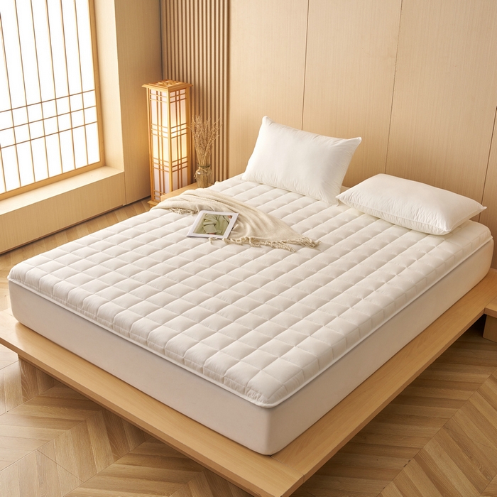 91家纺网 家纺一手货源 找家纺 锦丝钰床垫 2025新款色织水洗棉棉花床垫 白色