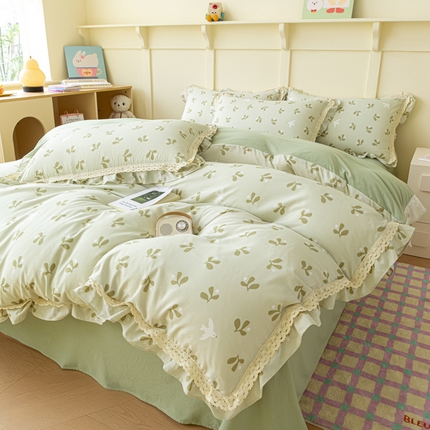 南北家居 2025新款A类宝宝棉双层纱系列四件套-花边款 云岛日记