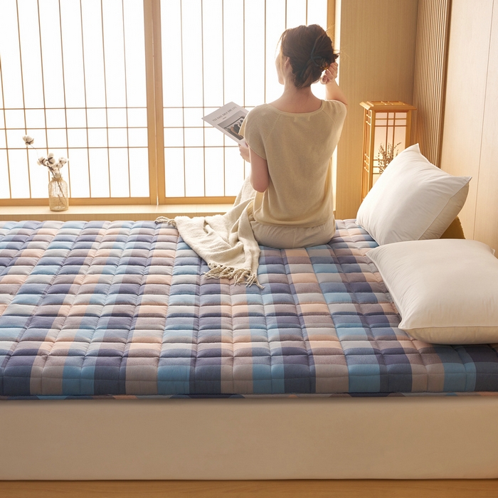 91家纺网 家纺一手货源 找家纺 锦丝钰床垫 2025新款色织水洗棉棉花床垫 彩格