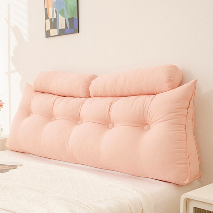 91家纺网 家纺一手货源 找家纺 2025新款高级感床头大靠垫三角床上靠枕护腰榻榻米靠背浅粉沙发软包拆洗 浅粉