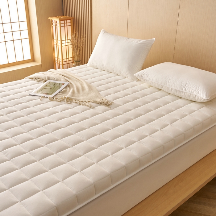 91家纺网 家纺一手货源 找家纺 锦丝钰床垫 2025新款色织水洗棉棉花床垫 白色