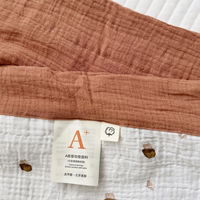 91家纺网 家纺一手货源 找家纺 BOSS 2025新款全棉纯棉皱皱纱儿童盖毯夏被  幼儿园夏被夏凉被空调被 小蘑菇