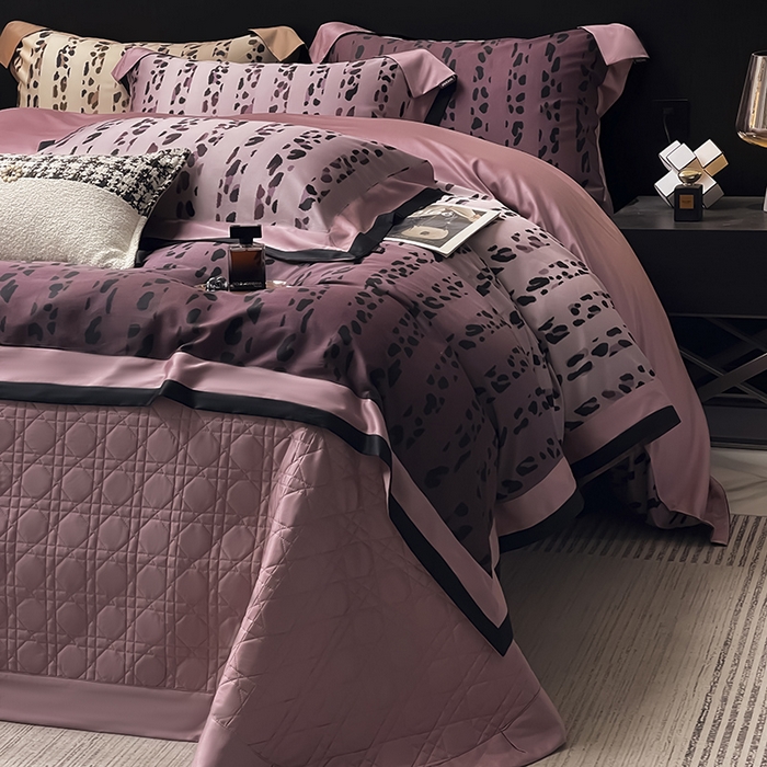 91家纺网 家纺一手货源 找家纺 爱妮菲2025新款高端轻奢A类母婴级天丝棉印花四件套纯棉全棉高端夏季丝滑裸睡长绒棉被套真丝床上用品   雨棠