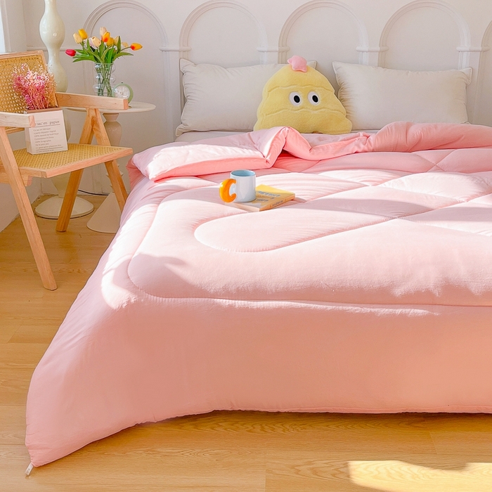 91家纺网 家纺一手货源 找家纺 百花王2025新款原棉大豆被被子被芯 粉色