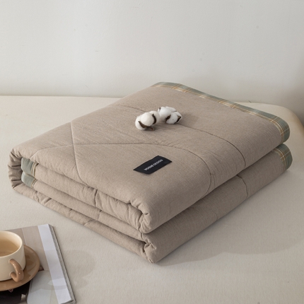 91家纺网 家纺一手货源 找家纺 恋人优选 2025新款A类全棉色织水洗棉棉花夏被背芯 杏仁棕+摩卡棕