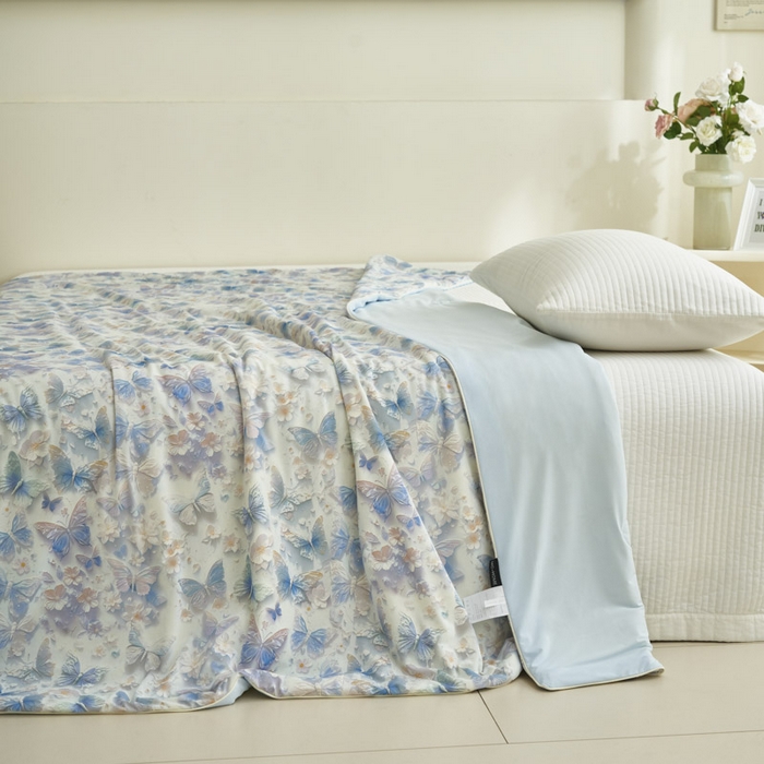 91家纺网 家纺一手货源 找家纺 子由家居 2025新款5D凉感大豆夏被 5D-翡翠蝴蝶