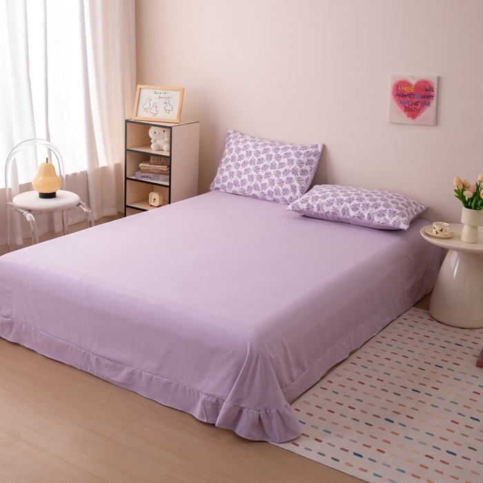 91家纺网 家纺一手货源 找家纺 南北家居 2025新款针织棉双层纱夏被四件套 幻紫蝶影