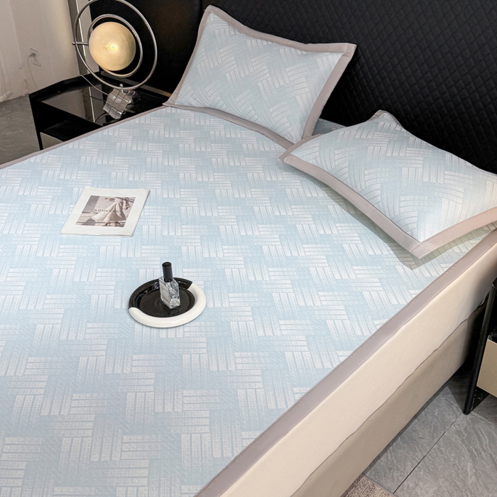 91家纺网 家纺一手货源 找家纺 小萌虎 2025新款PE高分子凉感大提花凉席席子 罗马