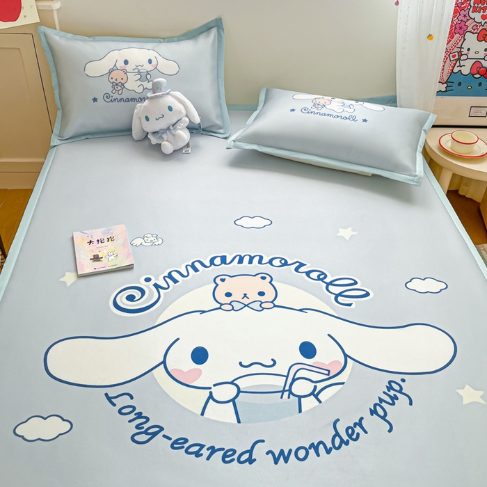 91家纺网 家纺一手货源 找家纺 （总）桃子家居 2025新款A类三丽鸥授权数码印花中分子1200D凉感冰丝宽边凉感软席席子