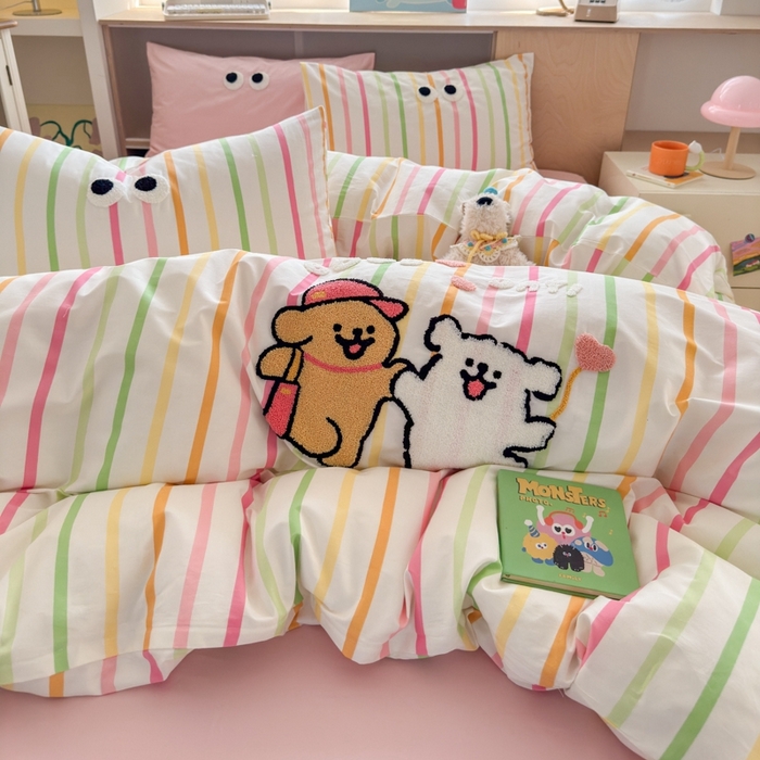 91家纺网 家纺一手货源 找家纺 如意朵2025新款全棉毛巾绣四件套 一起嗨