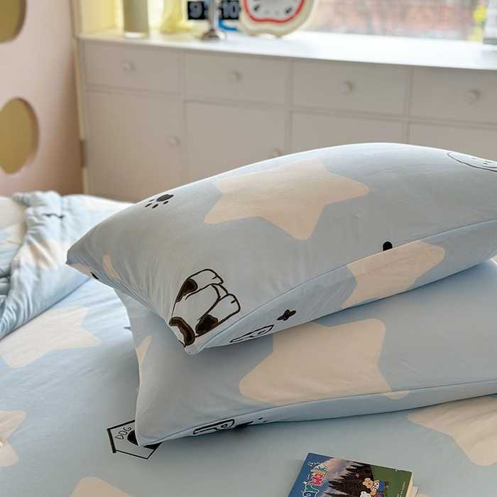 91家纺网 家纺一手货源 找家纺 麦伦家居 2025新款云柔针织棉大豆夏凉被 萌犬蓝