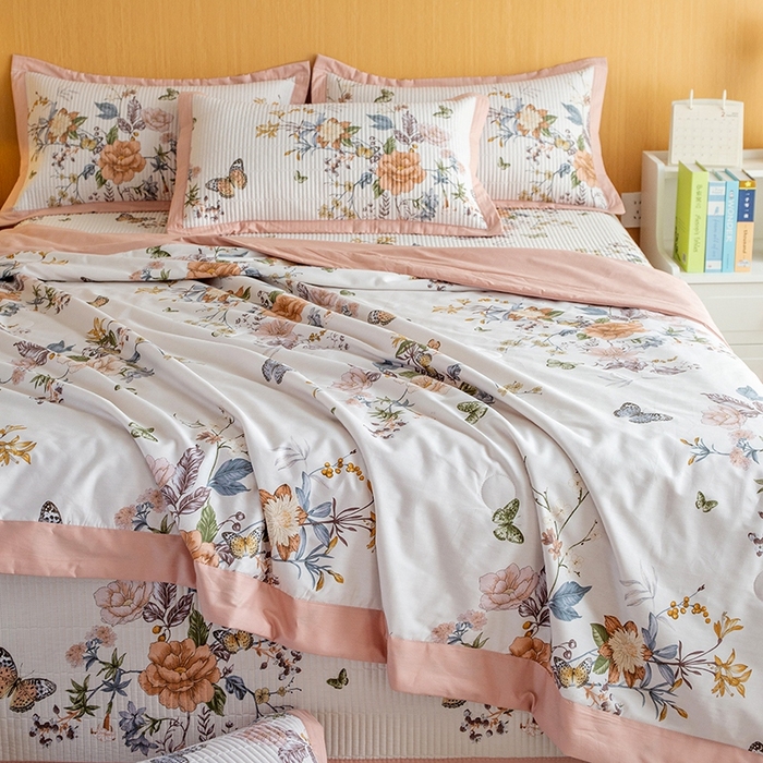 91家纺网 家纺一手货源 找家纺 晨晨家纺2025新款双面全棉床盖款三件套 兰芷