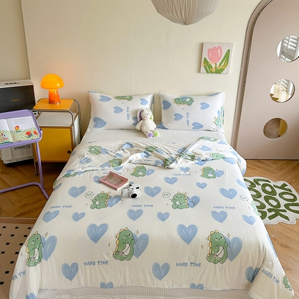 麦伦家居 2025新款云柔针织棉大豆夏凉被 小绿龙