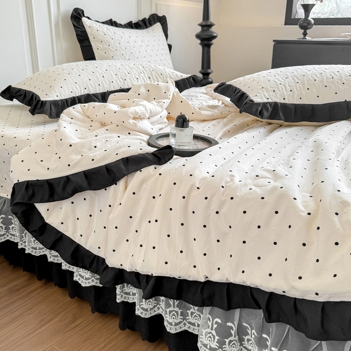 91家纺网 家纺一手货源 找家纺 绣女坊 2025新款夏被款床盖四件套 波点