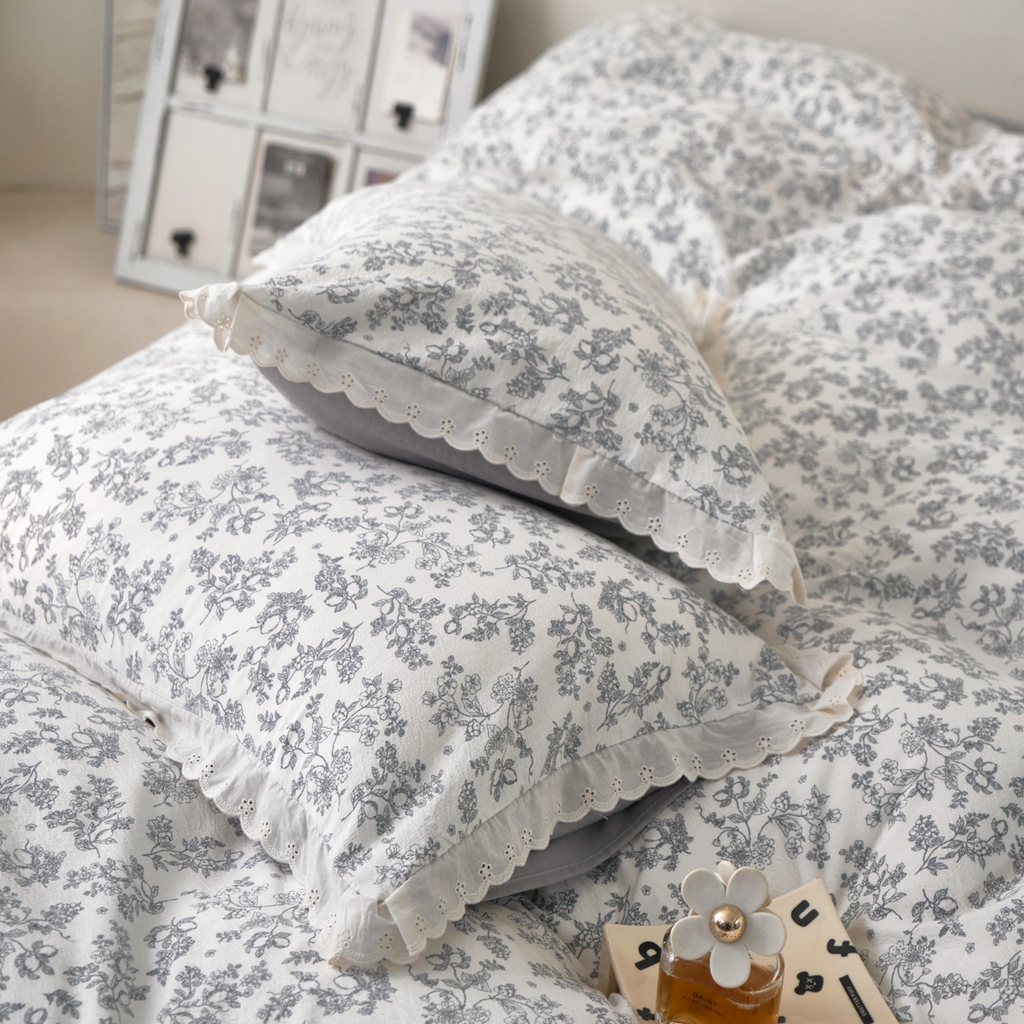 91家纺网 家纺一手货源 找家纺 漫仙阁家纺 2025新款双层纱花边款韩版四件套 法式浪漫