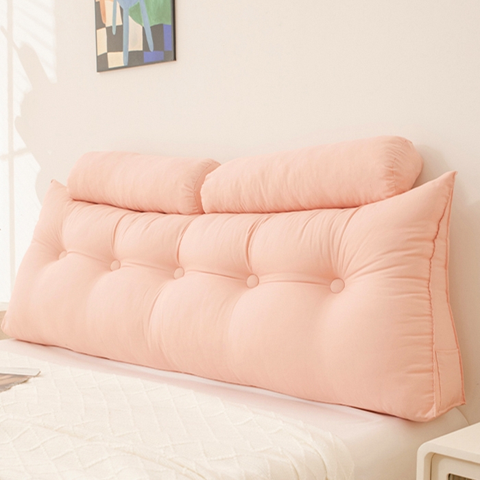 91家纺网 家纺一手货源 找家纺 2025新款高级感床头大靠垫三角床上靠枕护腰榻榻米靠背浅粉沙发软包拆洗 浅粉