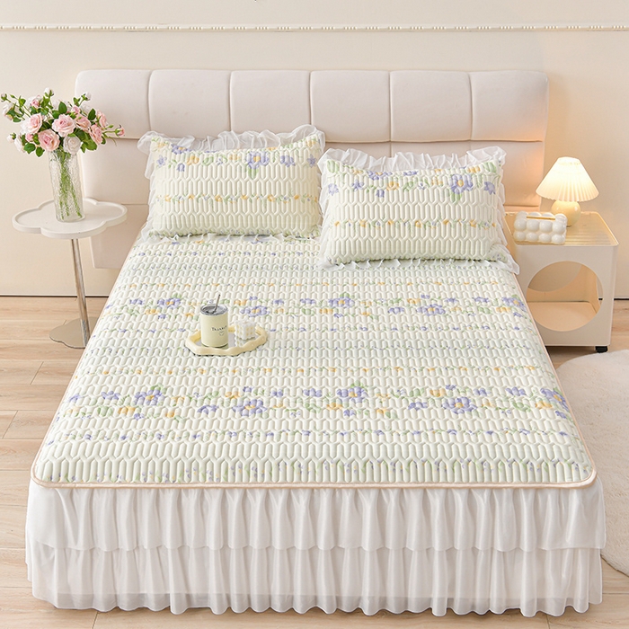 91家纺网 家纺一手货源 找家纺 畅畅家纺 2025新款夏季凉感丝印花足球花凉席夏被夏凉被空调被四件套 足球花-花香四溢