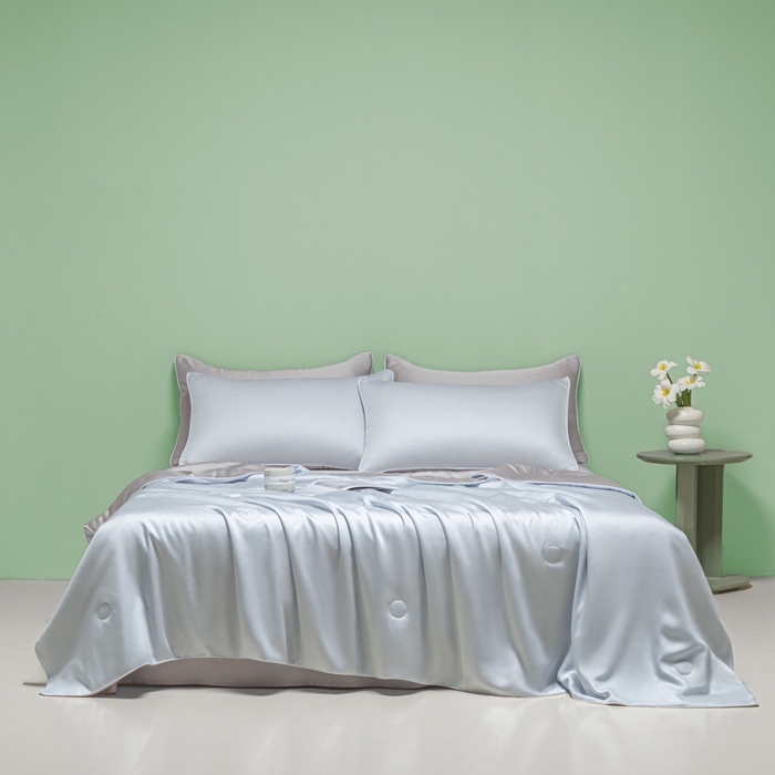 91家纺网 家纺一手货源 找家纺 爱彼家纺 2025夏季新款麻绳款冰丝夏被夏凉被空调被四件套-风格二 麻绳款夏被-碧湖兰青灰