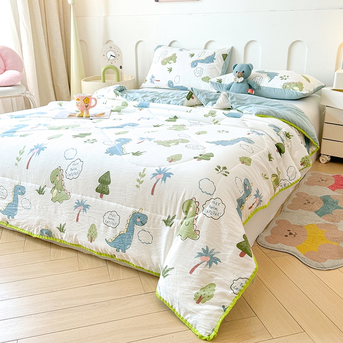 91家纺网 家纺一手货源 找家纺 （总）熙宴家纺 2025新款A类水洗双层纱100%新疆棉花印花夏被空调被夏凉被