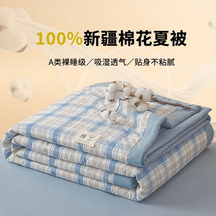 91家纺网 家纺一手货源 找家纺 （总）创优家纺 2025新款无印风格子新疆棉夏被空调被纯棉花被夏被子薄被芯水洗棉包检测