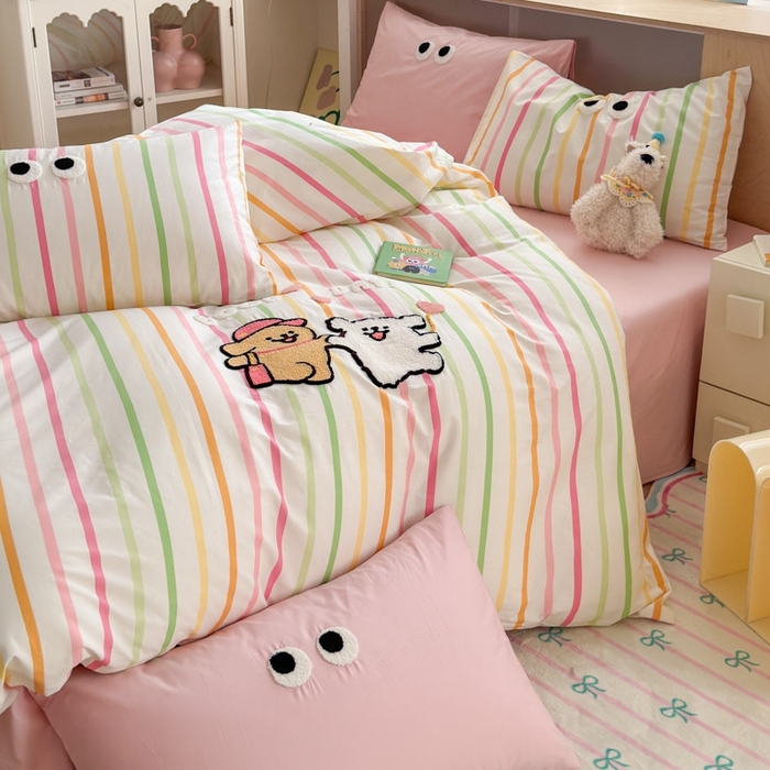 91家纺网 家纺一手货源 找家纺 如意朵2025新款全棉毛巾绣四件套 一起嗨