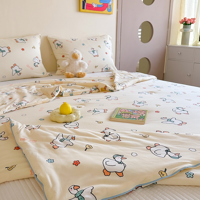 91家纺网 家纺一手货源 找家纺 麦伦家居 2025新款云柔针织棉大豆夏凉被 加油鸭