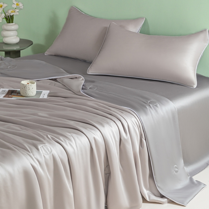 91家纺网 家纺一手货源 找家纺 爱彼家纺 2025夏季新款麻绳款冰丝夏被夏凉被空调被四件套-风格一 麻绳款夏被-青灰+高级灰