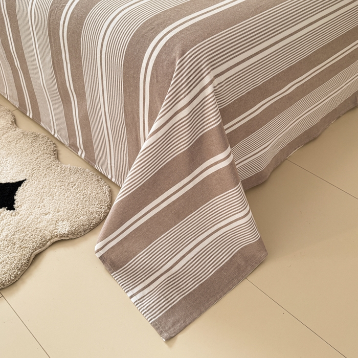 91家纺网 家纺一手货源 找家纺 金泰莱 2025新款色织老粗布床单老粗布凉席三件套 咖格