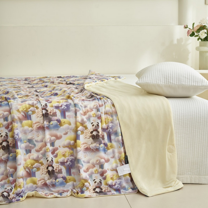 91家纺网 家纺一手货源 找家纺 子由家居 2025新款5D凉感大豆夏被 5D-彩虹熊猫