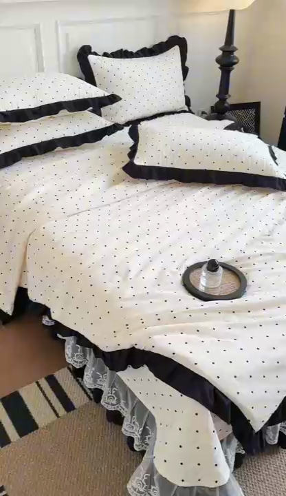 91家纺网 家纺一手货源 找家纺 绣女坊 2025新款夏被款床盖四件套 波点