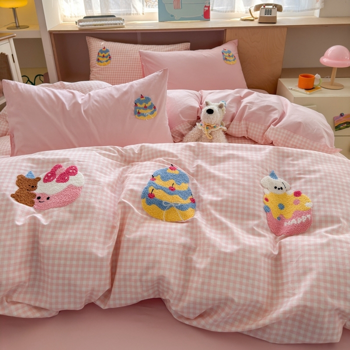 91家纺网 家纺一手货源 找家纺 如意朵2025新款全棉毛巾绣四件套 小甜品