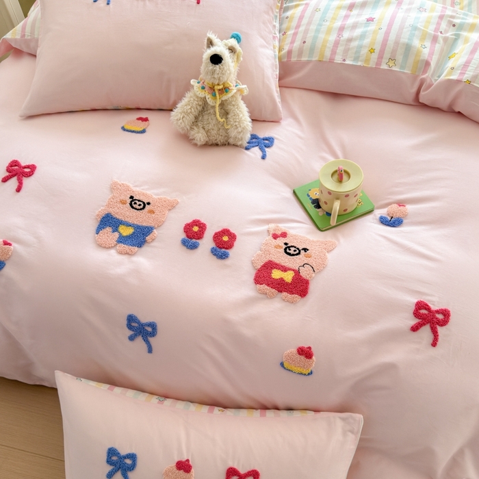 91家纺网 家纺一手货源 找家纺 如意朵2025新款全棉毛巾绣四件套 诸事顺意