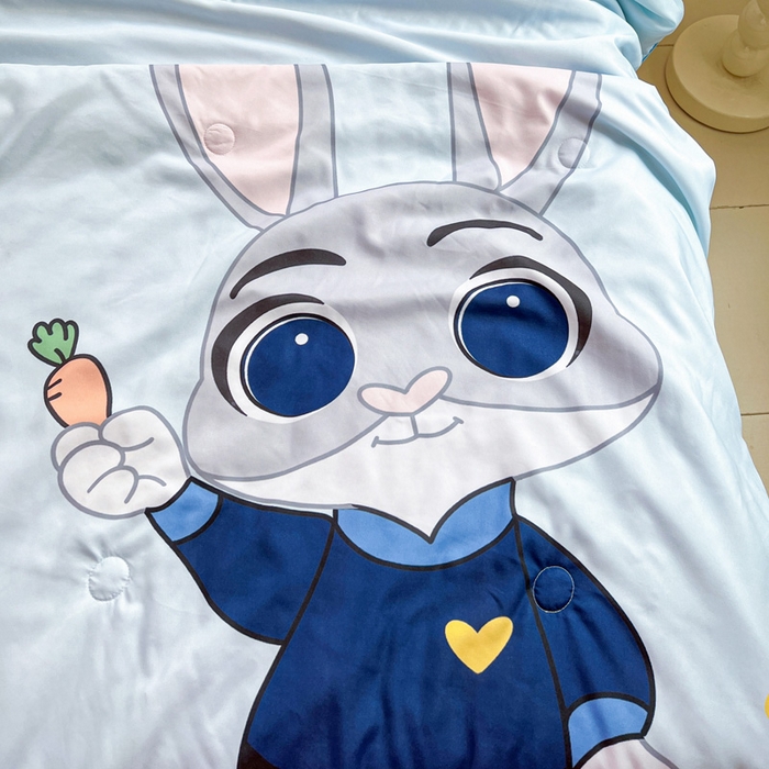 91家纺网 家纺一手货源 找家纺 海岛哥哥 2025新款水洗棉大版卡通夏被 萌萌兔子