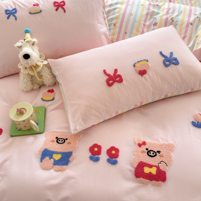 91家纺网 家纺一手货源 找家纺 如意朵2025新款全棉毛巾绣四件套 诸事顺意