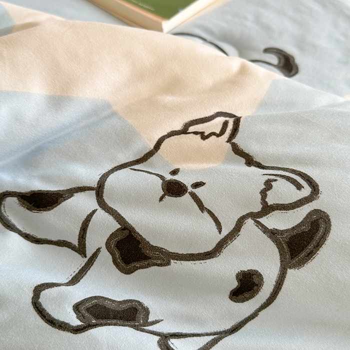 91家纺网 家纺一手货源 找家纺 麦伦家居 2025新款云柔针织棉大豆夏凉被 萌犬蓝