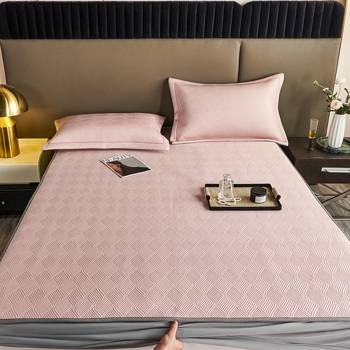 91家纺网 家纺一手货源 找家纺 桂雅居 2025新款高科技冷凝高分子超速凉感软席三件套 樱花粉