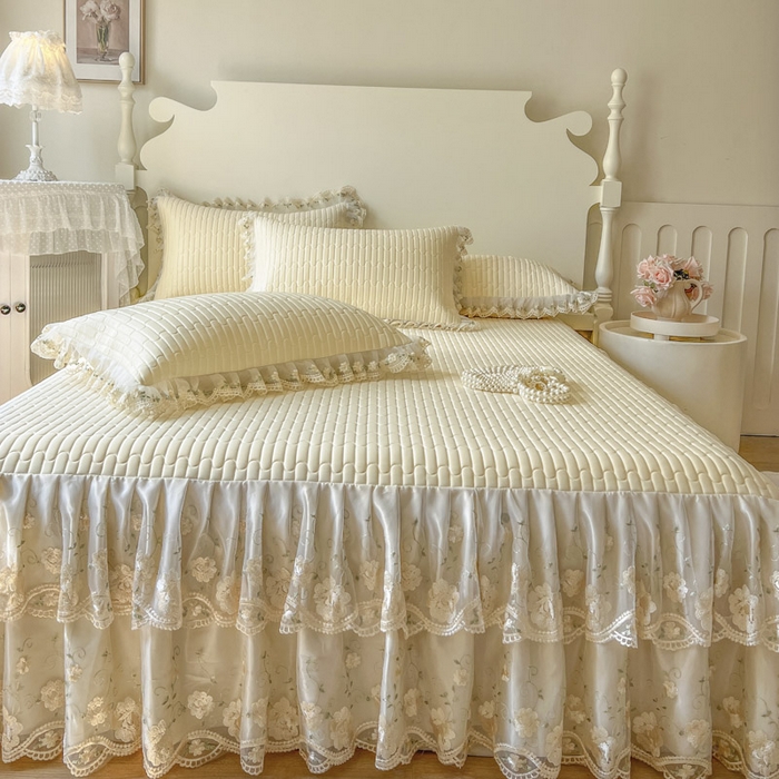 91家纺网 家纺一手货源 找家纺 恋尚 2025新款乳胶凉感床笠裙-甜朵【控价170起】 甜朵-奶黄