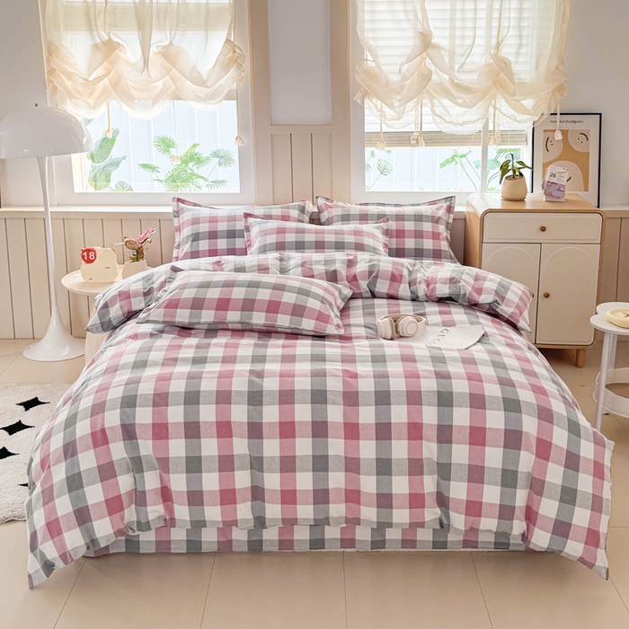 91家纺网 家纺一手货源 找家纺 金泰莱 2025新款色织老粗布四件套全棉四件套纯棉四件套 花格