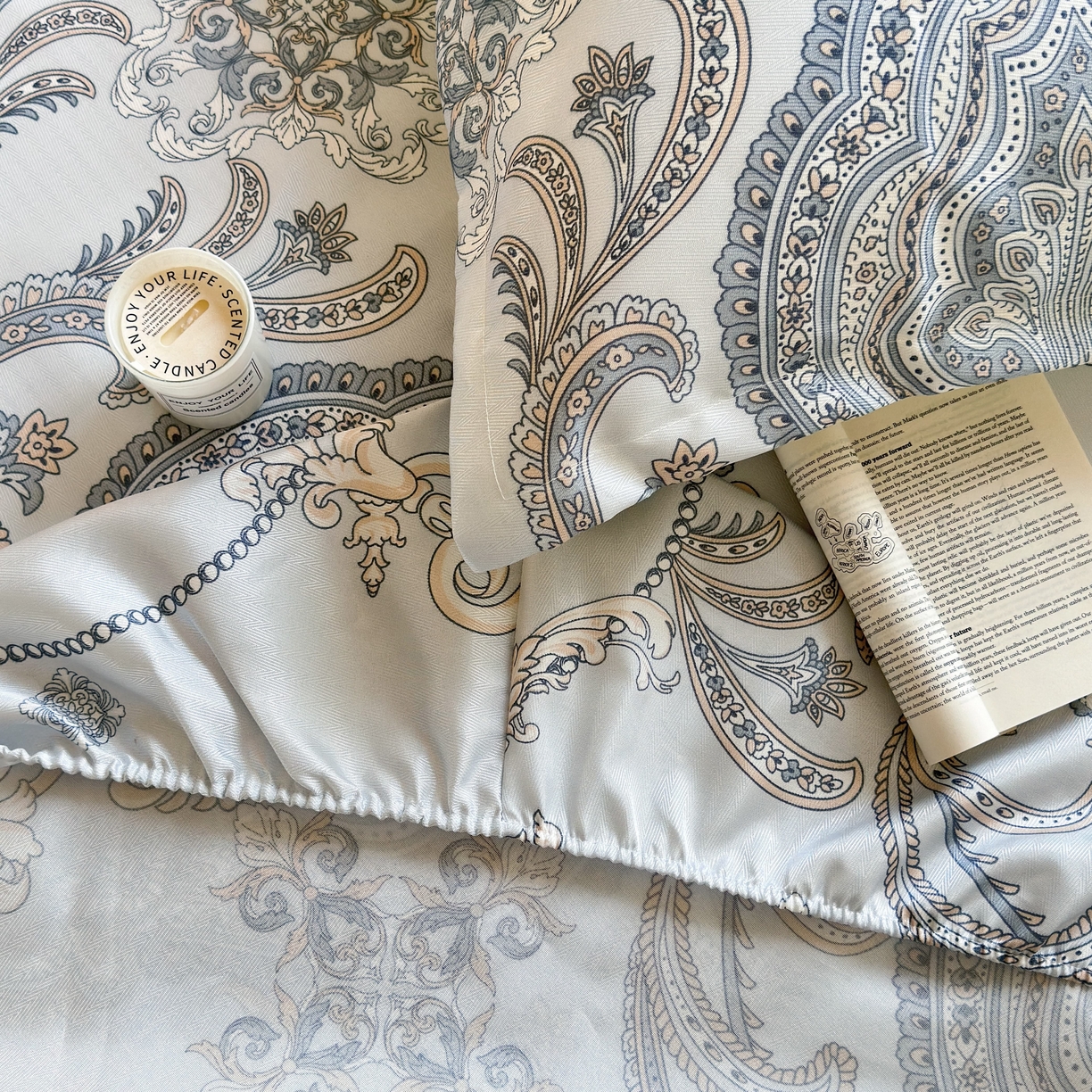 91家纺网 家纺一手货源 找家纺 乐居家纺 2025新款亲肤舒适活性印染水洗冰丝床笠 古色古香