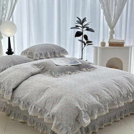 佰织鑫家居 2025新款全棉砂洗床盖款四件套-艾莎系列 晴天