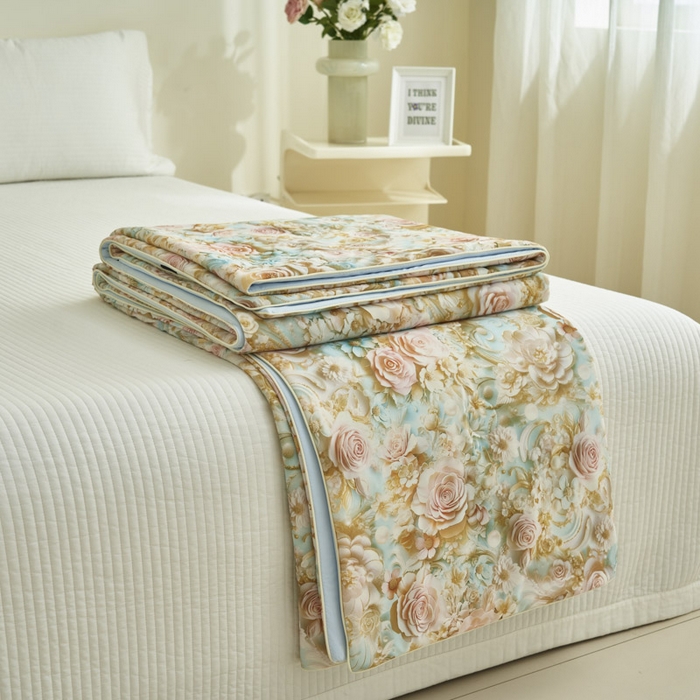 91家纺网 家纺一手货源 找家纺 子由家居 2025新款5D凉感大豆夏被 5D-玫瑰绿