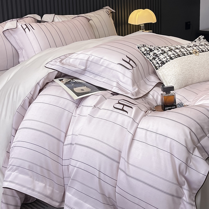 91家纺网 家纺一手货源 找家纺 （总）2025夏季A类天丝棉夹棉床盖床笠四件套全棉纯棉纯色长绒棉真丝保护罩高级感条纹床上用品