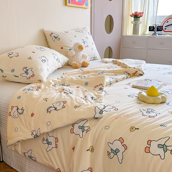 91家纺网 家纺一手货源 找家纺 麦伦家居 2025新款云柔针织棉大豆夏凉被 加油鸭