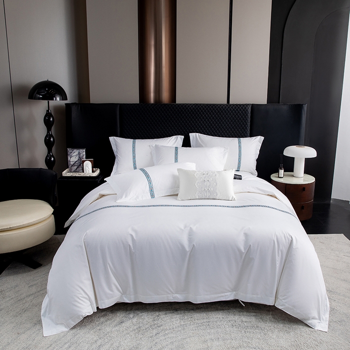 91家纺网 家纺一手货源 找家纺 优必恩 2025新款高支高密民宿酒店织带款四件套套件 青春