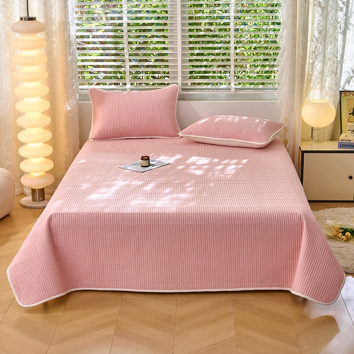 91家纺网 家纺一手货源 找家纺 X猫先生 2025新款全棉纯色床盖全棉床盖糖果系列 糖果-水柿粉