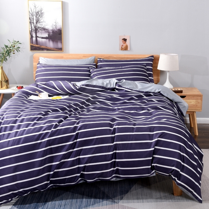 91家纺网 家纺一手货源 找家纺 百花王2025新款斜纹天丝莫代尔四件套 兰条纹