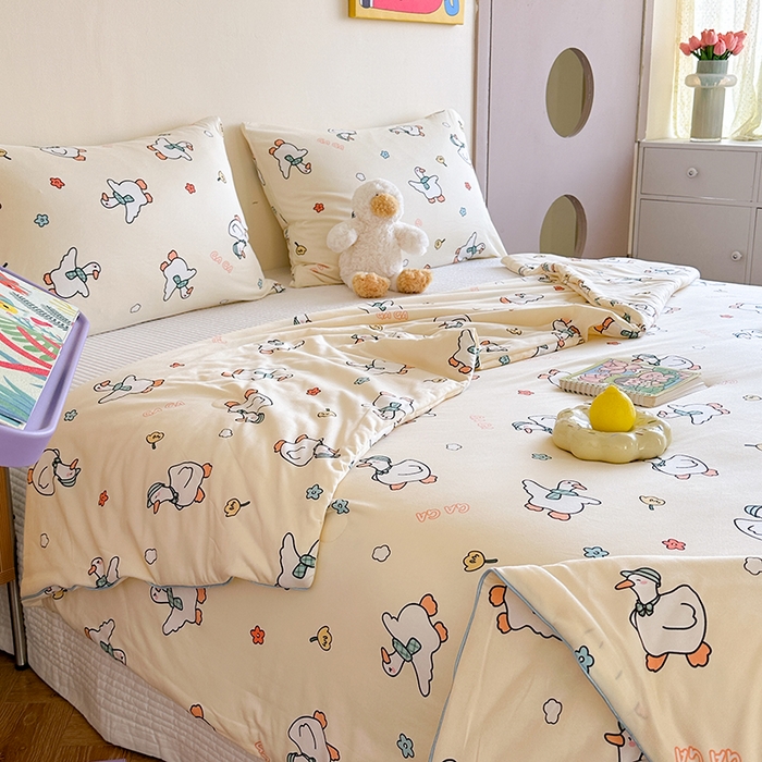 91家纺网 家纺一手货源 找家纺 麦伦家居 2025新款云柔针织棉大豆夏凉被 加油鸭