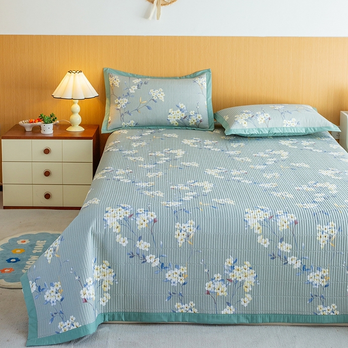 91家纺网 家纺一手货源 找家纺 晨晨家纺2025新款双面全棉夏被四件套 青棠