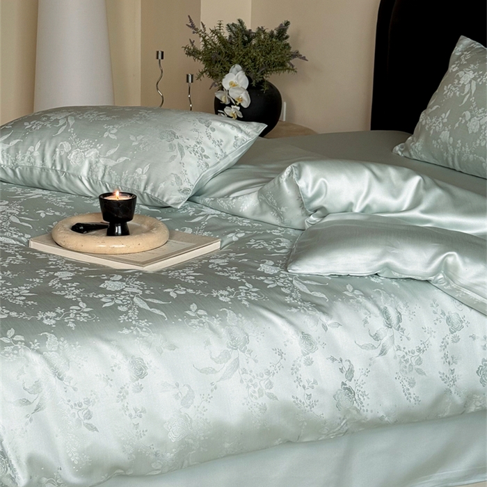 91家纺网 家纺一手货源 找家纺 FORTWO2025新款60支兰精天丝浮雕提花四件套		 满庭芳